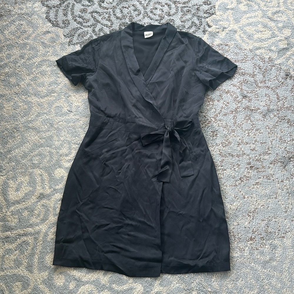 baldwin Black Wrap Mini Dress